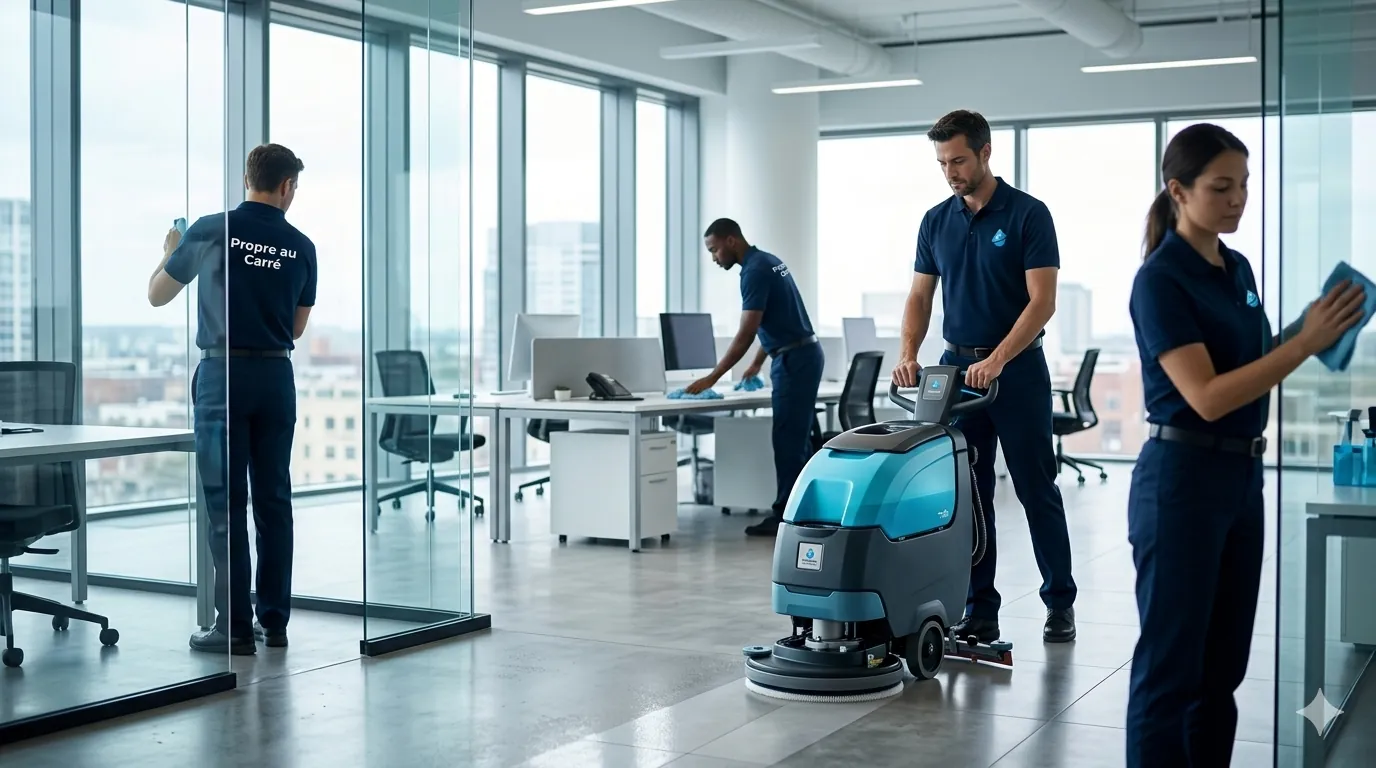 Équipe Propre au Carré, entreprise de nettoyage professionnelle à Rennes, intervention à domicile et en entreprise