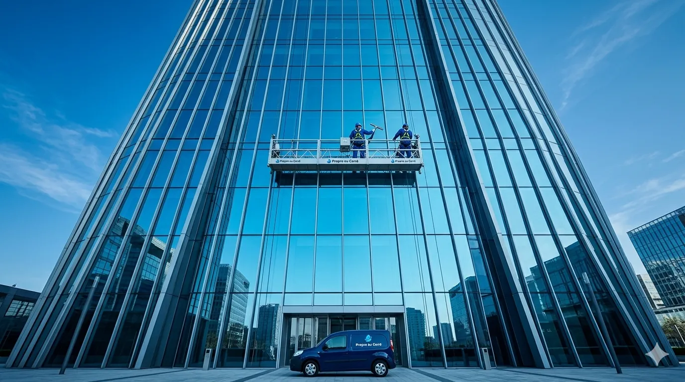 Nettoyage vitres professionnel à Rennes pour entreprises et commerces, grandes façades vitrées, Propre au Carré